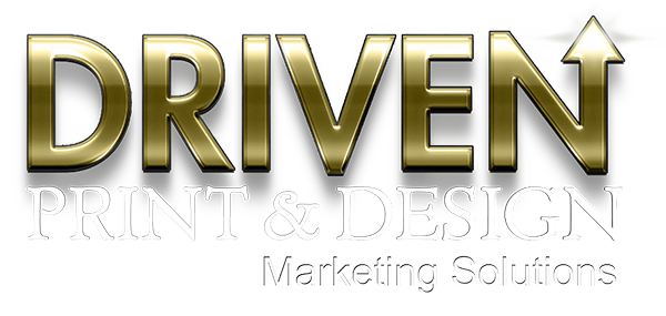 DRIVEN print and design logo white type